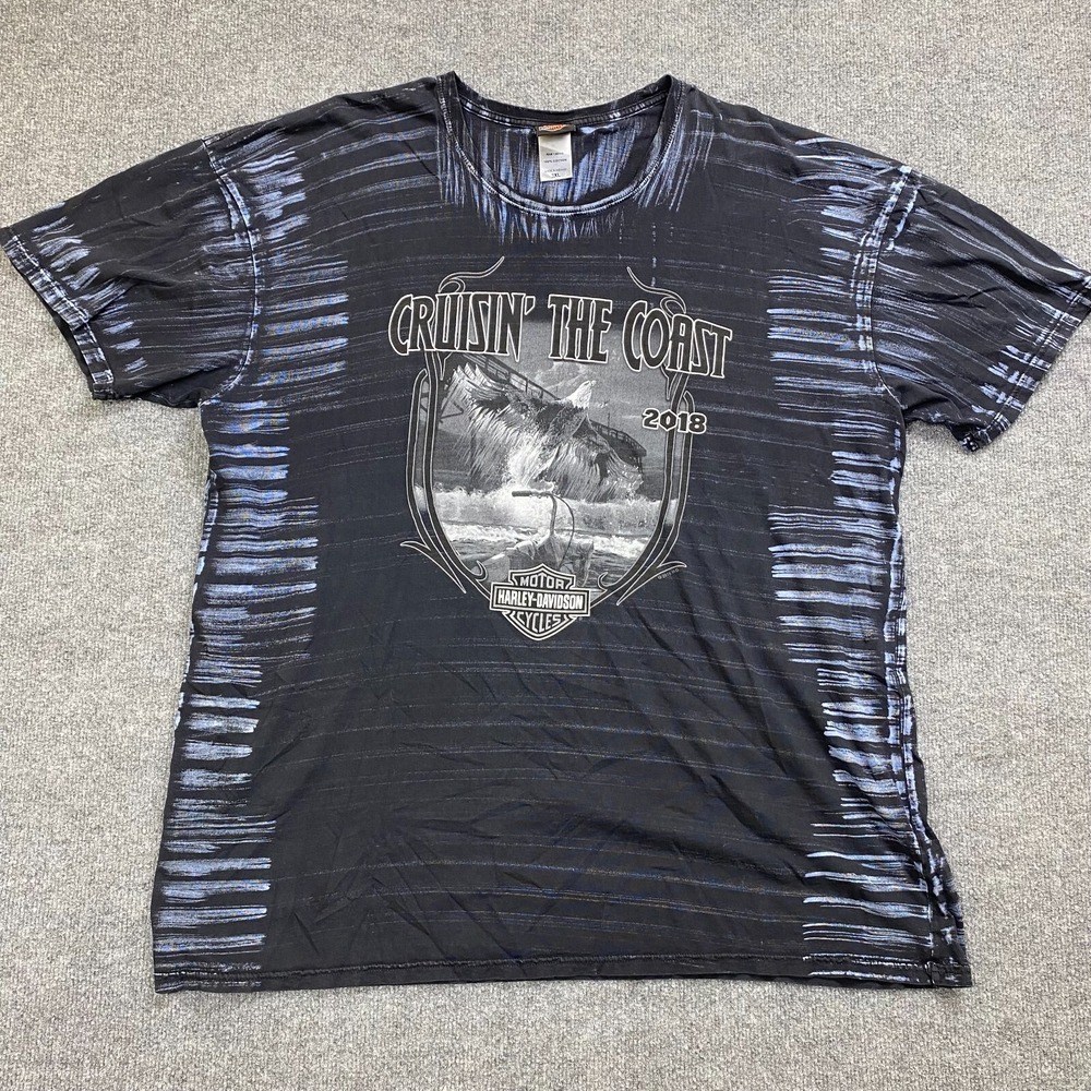 Harley Davidson Cruisin the‎ Coast 2018 Graphic T Shirt Mens 3XL Black Eagle